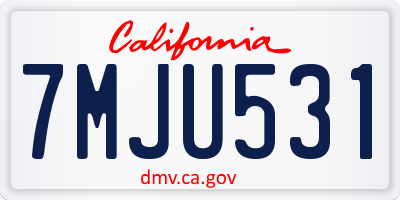 CA license plate 7MJU531
