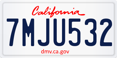 CA license plate 7MJU532
