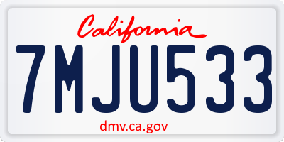 CA license plate 7MJU533