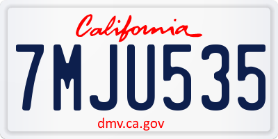 CA license plate 7MJU535