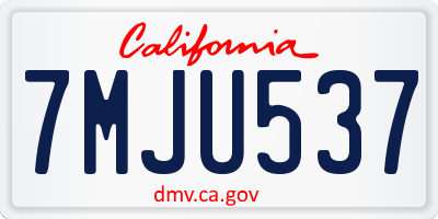 CA license plate 7MJU537