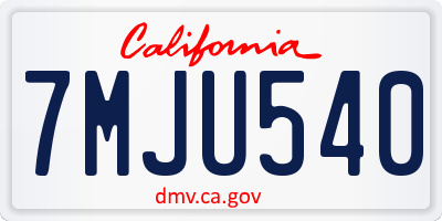 CA license plate 7MJU540