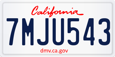 CA license plate 7MJU543