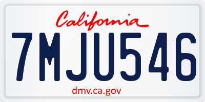 CA license plate 7MJU546