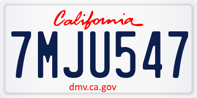 CA license plate 7MJU547