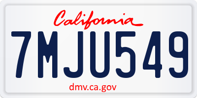 CA license plate 7MJU549