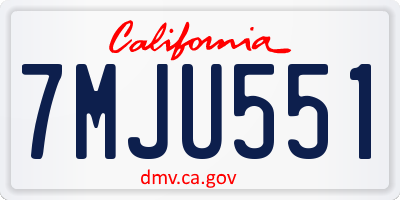 CA license plate 7MJU551