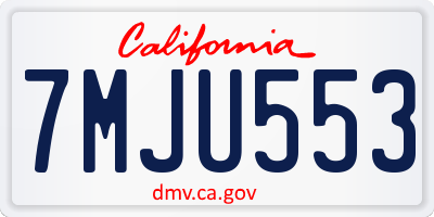CA license plate 7MJU553