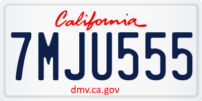 CA license plate 7MJU555