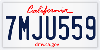 CA license plate 7MJU559