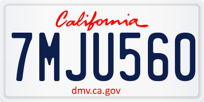 CA license plate 7MJU560