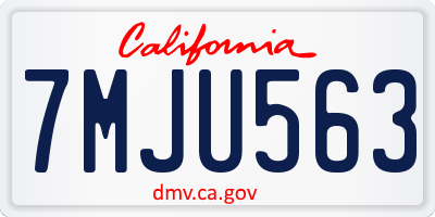 CA license plate 7MJU563