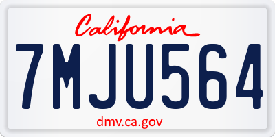 CA license plate 7MJU564