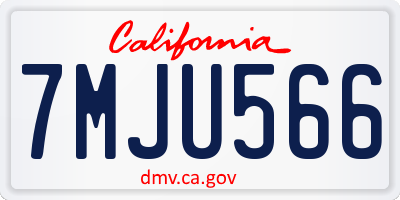 CA license plate 7MJU566