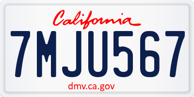 CA license plate 7MJU567