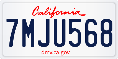 CA license plate 7MJU568