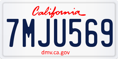 CA license plate 7MJU569