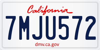 CA license plate 7MJU572