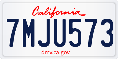 CA license plate 7MJU573
