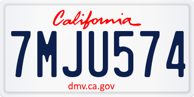 CA license plate 7MJU574