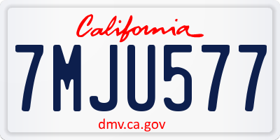 CA license plate 7MJU577