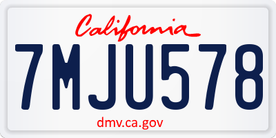 CA license plate 7MJU578