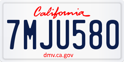 CA license plate 7MJU580