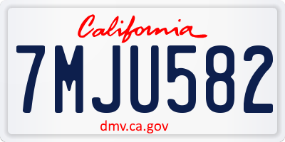 CA license plate 7MJU582