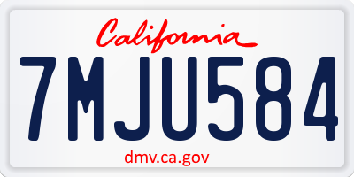 CA license plate 7MJU584