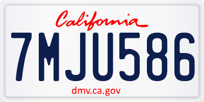CA license plate 7MJU586