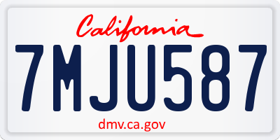 CA license plate 7MJU587