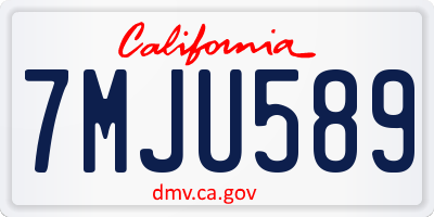 CA license plate 7MJU589