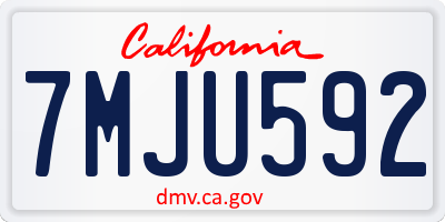 CA license plate 7MJU592
