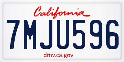 CA license plate 7MJU596