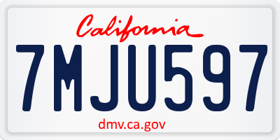 CA license plate 7MJU597