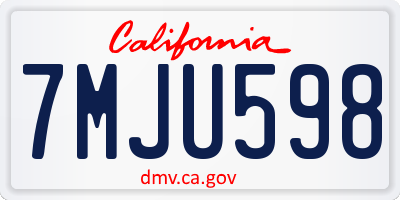 CA license plate 7MJU598