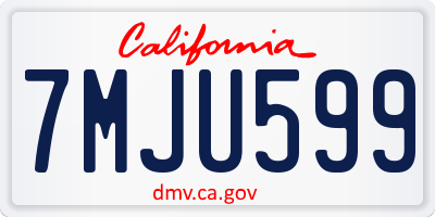 CA license plate 7MJU599