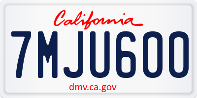 CA license plate 7MJU600