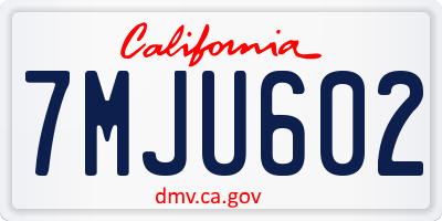 CA license plate 7MJU602