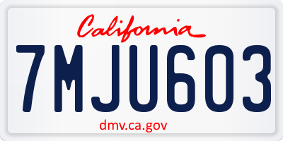 CA license plate 7MJU603