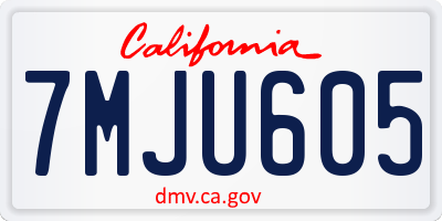 CA license plate 7MJU605