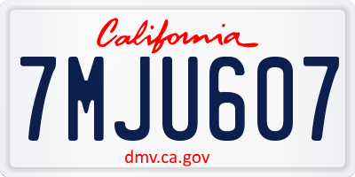 CA license plate 7MJU607