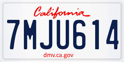 CA license plate 7MJU614