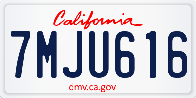 CA license plate 7MJU616
