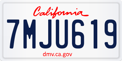 CA license plate 7MJU619