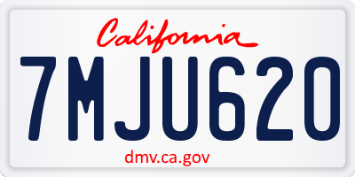 CA license plate 7MJU620