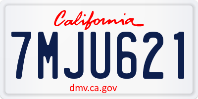 CA license plate 7MJU621