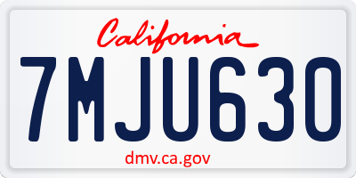 CA license plate 7MJU630