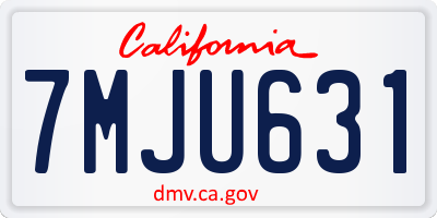 CA license plate 7MJU631