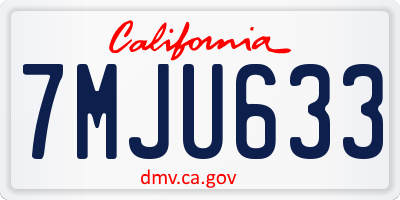 CA license plate 7MJU633